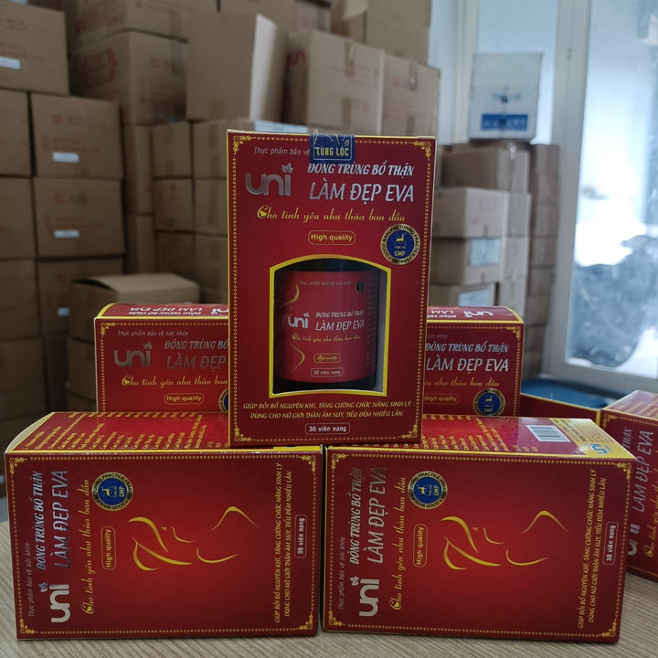 Alternative view of Viên Uống Nội Tiết Tố Đông Trùng Bổ Thận Nữ Hỗ Trợ Giảm Khí Hư Phụ Nữ Làm Đẹp Eva - Uni Pharma