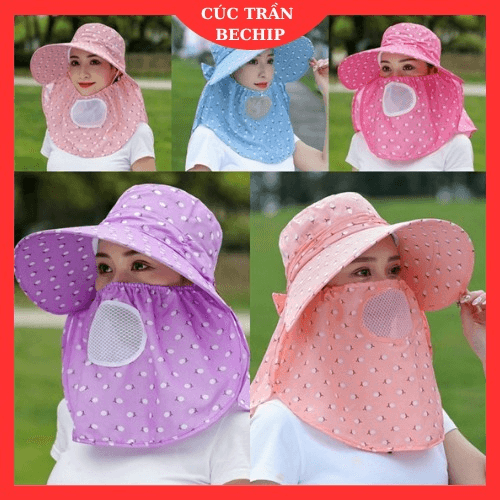 Mũ Chống Nắng Rộng Vành Kèm Khẩu Trang Thông Hơi Ctb31 - Bechip