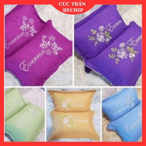 [ Cặp 2 Cái ] Vỏ Gối Trần Bông Có Khóa Kéo Thêu Hoa Ctb24 - Bechip