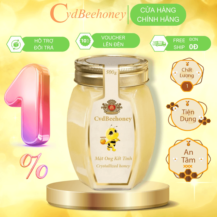 Mật Ong Kết Tinh Nhân Tạo Sâm Tiến Vua Cao Cấp 500g - Cvdbeehoney