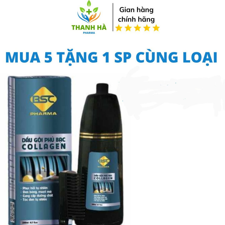 Dầu Gội Phủ Bạc Collagen Tóc Đen Tự Nhiên ,nuôi Dưỡng Phục Hồi Tóc Yếu Hư Tổn - Bsc