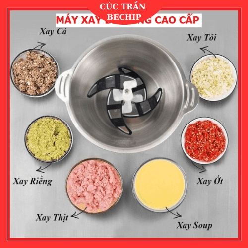 Alternative view of Máy Xay Thịt Đa Năng Cối Inox 304, 4 Lưỡi Dao Cao Cấp Ctb356 - Bechip