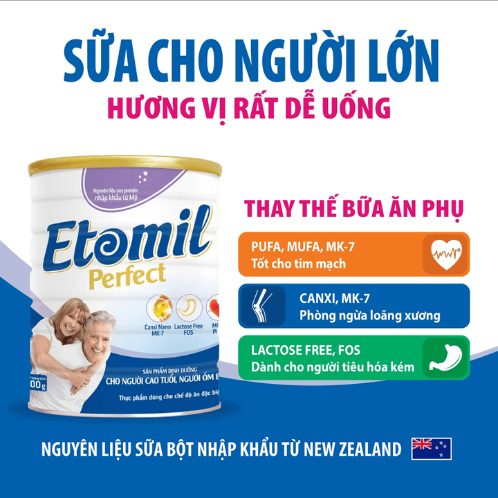 Alternative view of Sữa Etomil Perfect Cho Người Lớn Tuổi, Người Ốm Bệnh Dinh Dưỡng Vàng Cho Người Cao Tuổi, Hương Vị Dễ Uống - Etomil