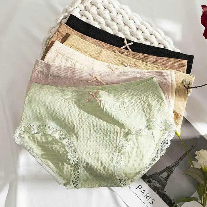 Set Quần Lót Nữ Cotton Nhún Chất Dệt Kim Viền Ren Thông Hơi Kháng Khuẩn - Dâu Shop