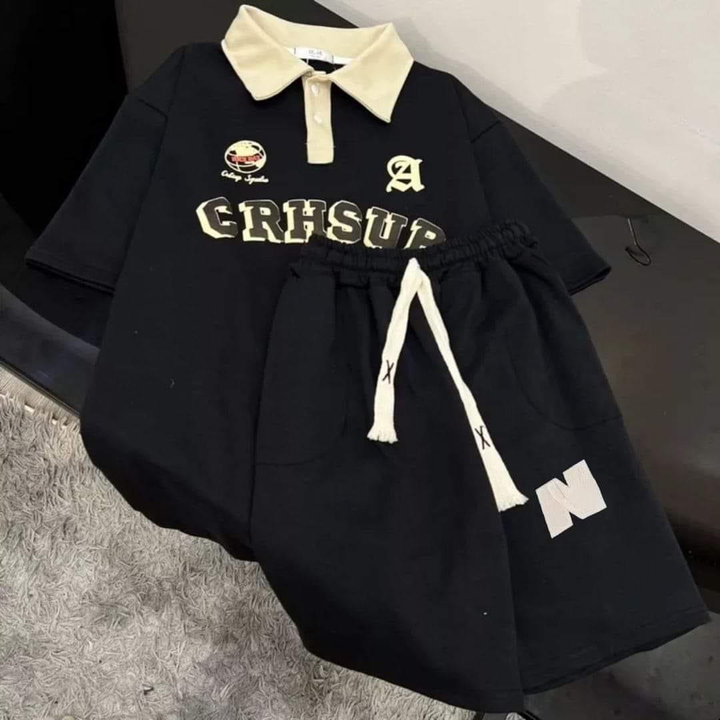Alternative view of Set Quần Áo Đùi Unisex Nam Nữ Gồm Quần Đùi Chữ N + Kèm Áo Polo Crh- Sup