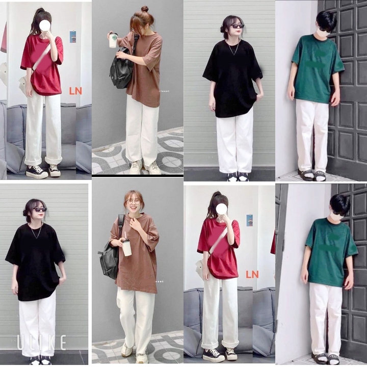 Tổng Hợp Các Mẫu Sét Bộ Nữ Quần Kaki Trắng Cạp Chun + Mix Áo Phông Trơn Cotton Khô 3158