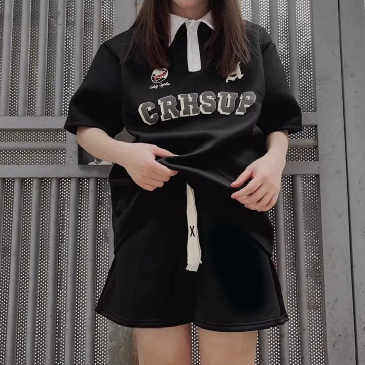 Alternative view of Set Bộ Đồ Nữ, Áo Polo Crhsup + Quần Đùi Cotton Su Trơn