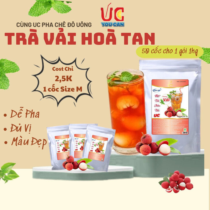 [túi 1kg] Bột Trà Vải Hòa Tan Tiện Lợi, Giàu Vitamin C, Không Chứa Chất Bảo Quản U010 - Lady's Passion