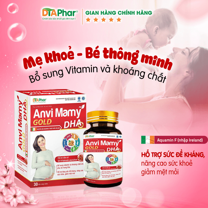 Alternative view of Viên Uống Anvi Mamy Dha Gold Hõ Trợ Bổ Sung Và Khoáng Chất Cho Phụ Nữ Mang Thai Tăng Đè Kháng Giảm Mệt Mỏi Hộp 30 Viên