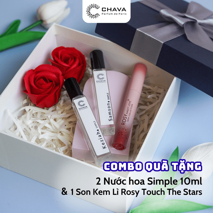 [combo Quà Tặng] 1 Son Kem Lì Rosy Touch The Stars + 2 Nước Hoa Simple 10ml - Chava