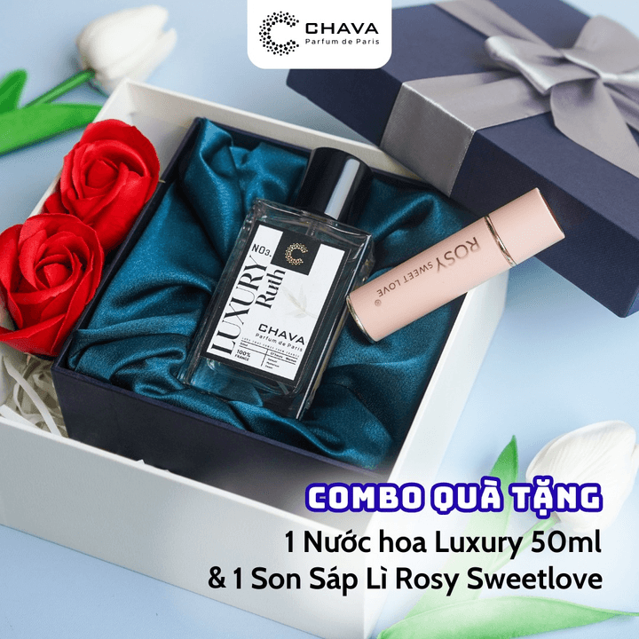[combo Quà Tặng] 1 Nước Hoa Luxury 50ml (deborah/ruth) + 1 Son Sáp Lì Rosy Sweetlove - Chava