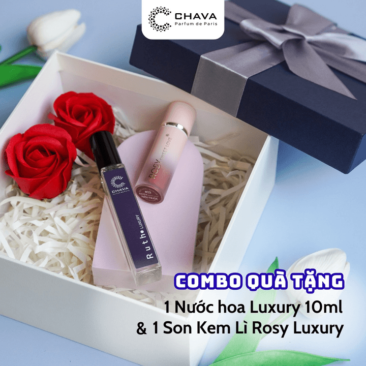 [combo Quà Tặng] 1 Son Kem Lì Rosy Luxury + 1 Nước Hoa Luxury 10ml - Chava