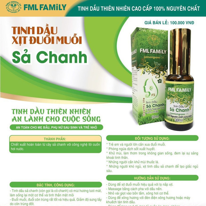 Alternative view of Tinh Dầu Sả Chanh Xịt Đuổi Muỗi, Xông Tinh Dầu 30ml -thảo Mộc Xanh