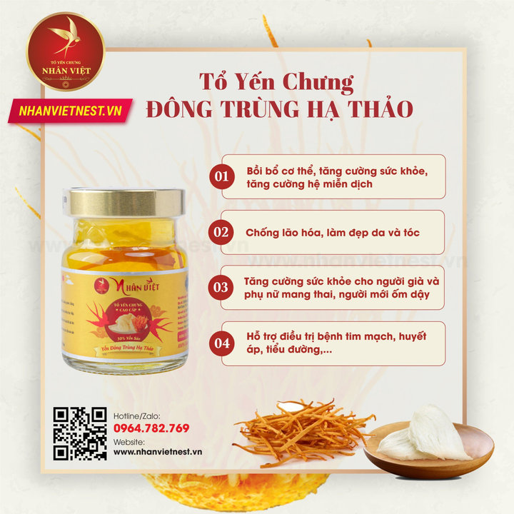 Alternative view of [2 Lốc Tặng 1 Hũ] Lốc 6 Hũ Yến 30% Yến Sào Chưng Đông Trùng Hạ Thảo - Nhân Việt