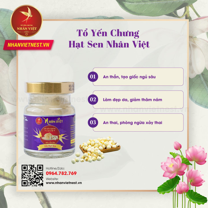 Alternative view of [7 Hũ Tặng 1] Yến Sào 30% Yến Chưng Hạt Sen Nhân Việt Hũ 70ml - Nhân Việt