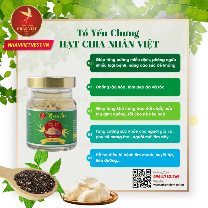 Alternative view of [7 Hũ Tặng 1] Yến Sào 30% Yến Chưng Hạt Chia Nhân Việt Hũ 70ml - Nhân Việt
