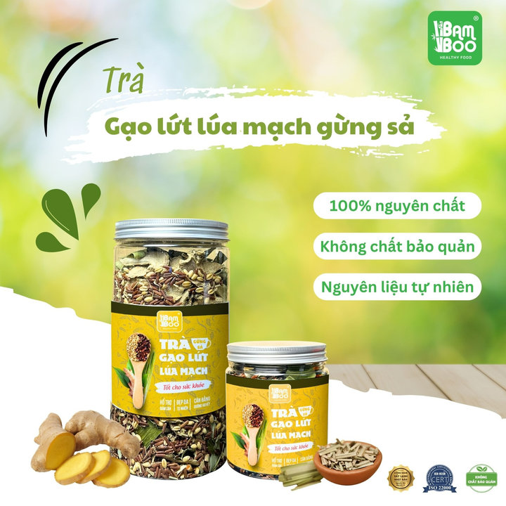 Trà Gạo Lứt Lúa Mạch Gừng Sả Detoko Phiên Bản Mới - Detoko