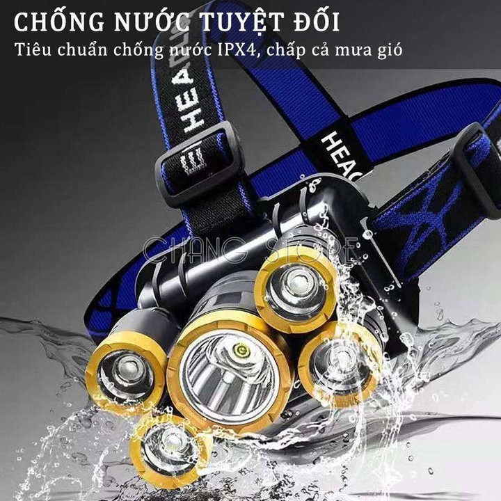 Đèn Pin Đội Đầu 5 Bóng Led Siêu Sáng