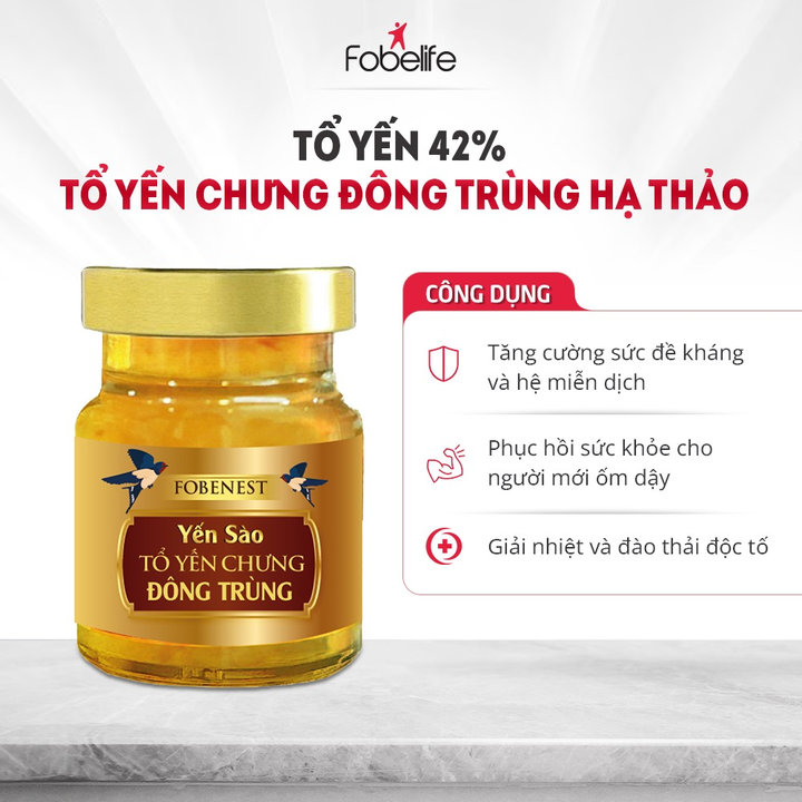Yến Sào Fobenest Đông Trùng Hạ Thảo 42% Sợi Tổ Yến - Fobelife