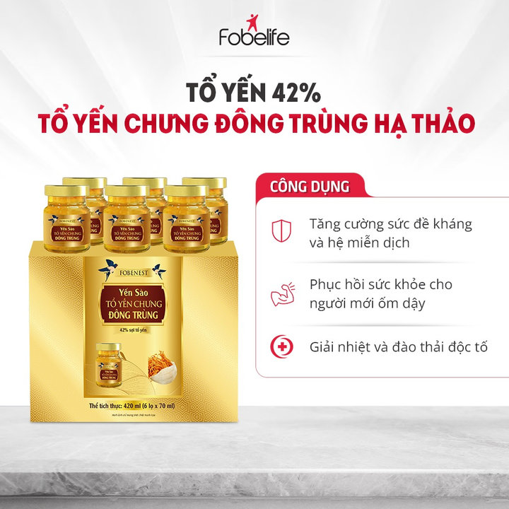 Alternative view of Yến Sào Fobenest Đông Trùng Hạ Thảo 42% Sợi Tổ Yến - Fobelife
