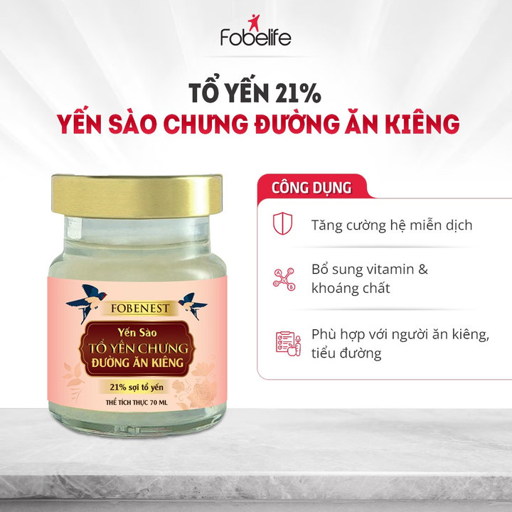 Yến Sào Fobenest Đường Ăn Kiêng 70ml 21% Sợi Tổ Yến - Fobelife