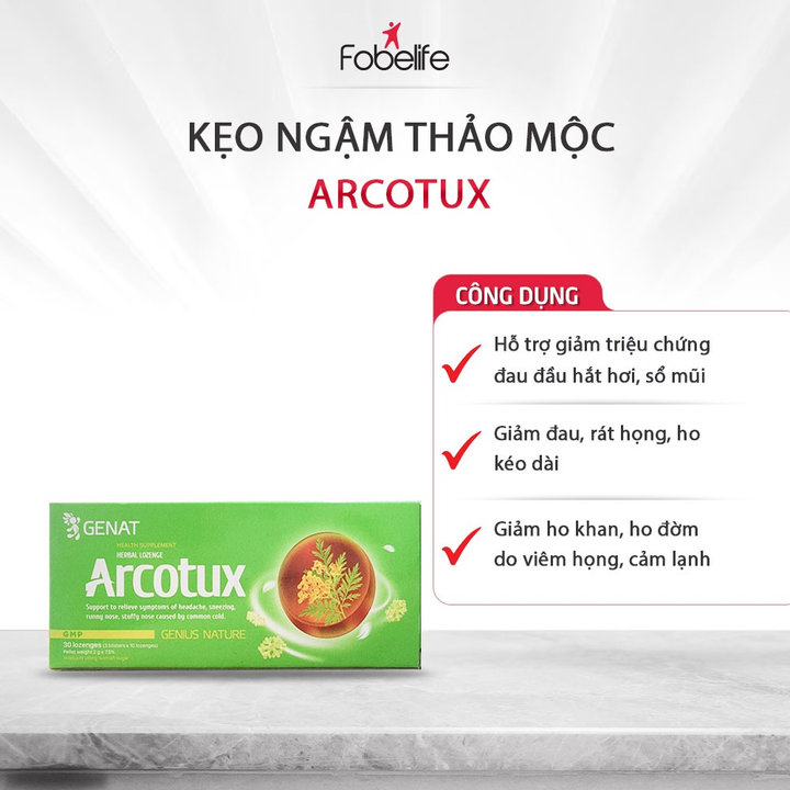 Alternative view of Viên Ngậm Thảo Mộc Bạc Hà Arcotux The Mát Giảm Ho, Giảm Triệu Chứng Cảm Lạnh - Genat