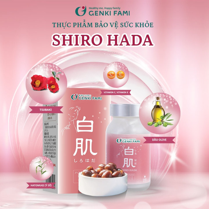[mua 1 Tặng 1] Viên Uống Làm Trắng Da Từ Thiên Nhiên Shiro Hada - Hộp 90 Viên - Genki Fami