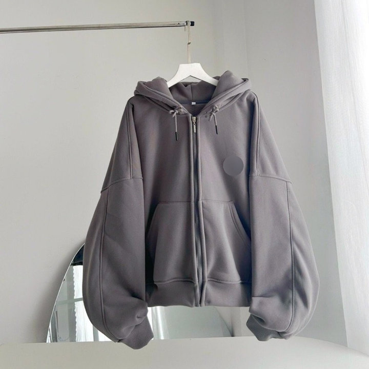 Alternative view of Áo Khoác Trơn Hoodie Zip Nỉ Bông Mũ 2 Lớp Khóa Kéo
