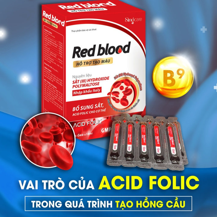 Ống Uống Hổ Trợ Tạo Máu, Bổ Sung Sắt, Acid Folic Red Blood 20 Ống - Singcare