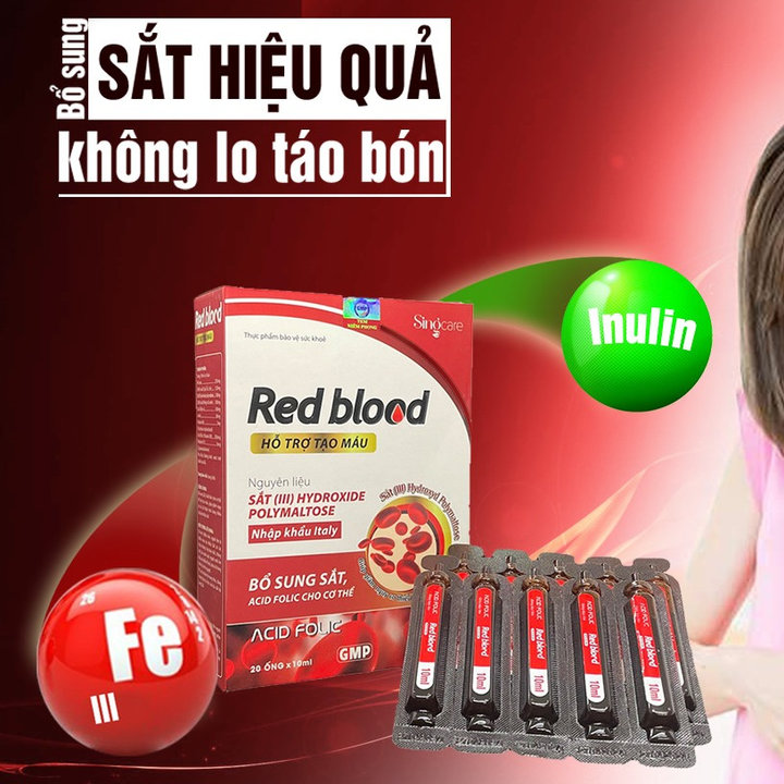 Alternative view of Ống Uống Hổ Trợ Tạo Máu, Bổ Sung Sắt, Acid Folic Red Blood 20 Ống - Singcare