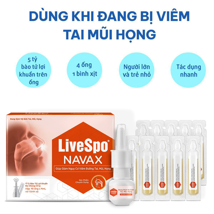 Alternative view of Xịt Mũi Giảm Viêm Mũi Họng Livespo Navax Chuyên Dụng Hộp 10 Ống - Livespo Pharma