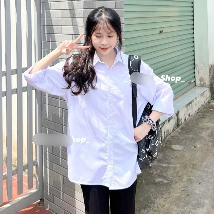 Alternative view of Sét Bộ Quần Ống Loe Chất Umi + Mix Áo Sơ Mi Trắng Dài Tay