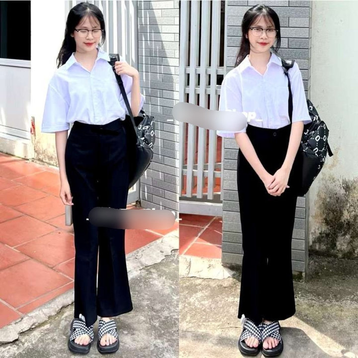 Sét Quần Ống Loe Umi Đen + Mix Áo Sơ Mi Trắng Cọc Tay
