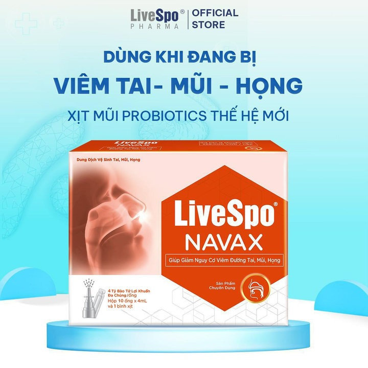 {mua 3 Tặng 1} Combo 3 Xịt Mũi Chuyên Dụng Giảm Viêm Có Thành Phần Bào Tử Lợi Khuẩn Hộp 10 Ống - Livespo Pharma