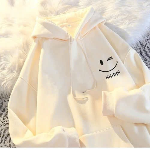 Alternative view of Xả Áo Hoodie Form Rộng Mũ 2 Lớp--mặt Cười Chữ H-h-h-h-h