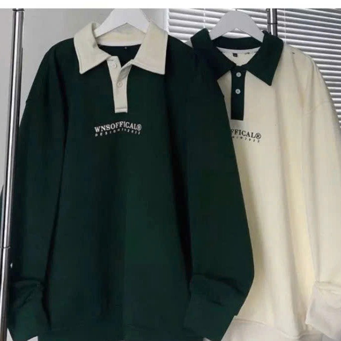 Xả Áo Mùa Đông Sweater Nỉ Polo Cổ Bẻ Dài Tay-chữ Wnsofficial