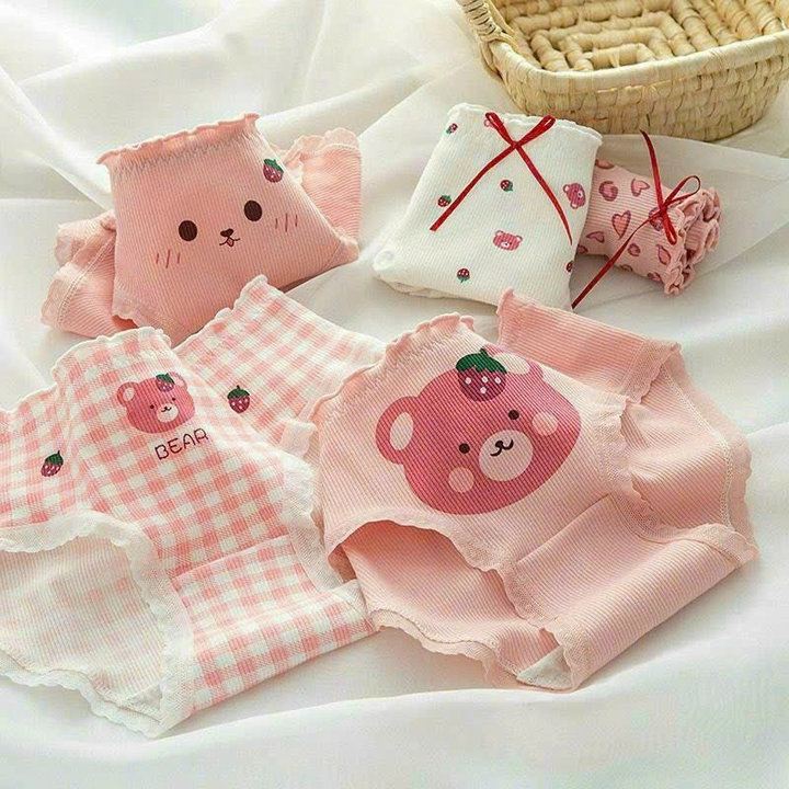 Set 5 Quần Lót Gấu Hồng Siêu Dễ Thương Từ 40-60kg Dành Cho Nữ