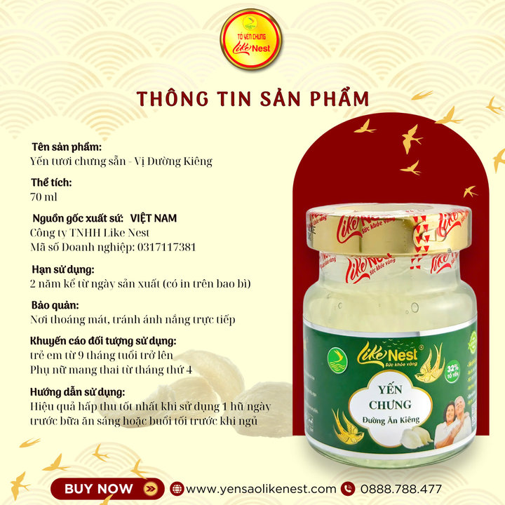 Hủ Trơn Yến Chưng Đường Kiêng 32% Tổ Yến Like Nest - Like Beauty