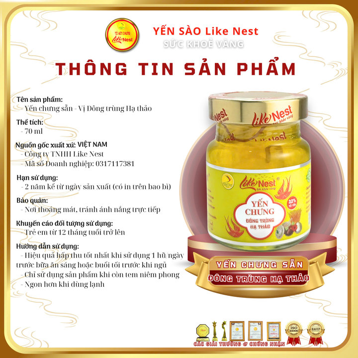 Alternative view of Giỏ Mini 6 Hủ Yến Chưng Đông Trùng Hạ Thảo Like Nest 32% Tổ Yến - Like Beauty
