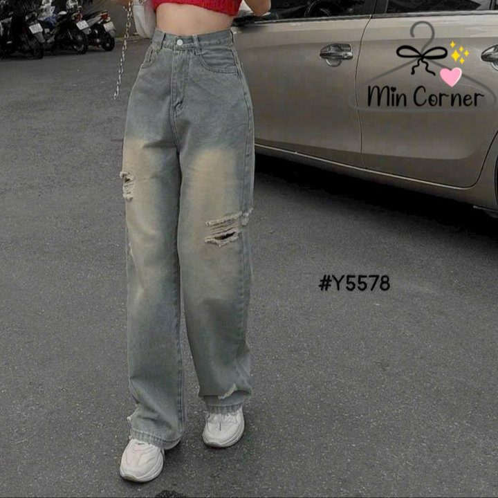 Baggy Jean Ống Suông Lưng Cao Mq199 - Min Corner