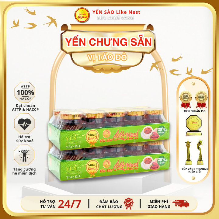 Hcm -like Nest Lốc 10 Hủ Yến Chưng Vị Táo Đỏ 30% Yến - Like Beauty