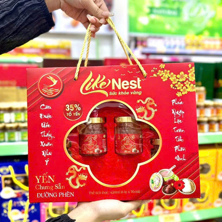 Alternative view of Giỏ Quà Tặng Cao Cấp 6 Hủ Yến Chưng Đường Phèn Like Nest 35% Tổ Yến - Like Beauty