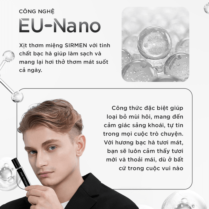 Alternative view of Xịt Thơm Miệng Sirmen Europe Mint Cool Spray Vị Bạc Hà Thơm Mát Tự Nhiên, Công Nghệ Eu-nano Kéo Dài 180 Phút Chai 10ml - Sirmen