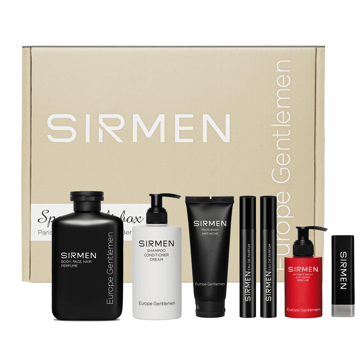 Giftbox Combo 6 Paris Eiffel Nước Hoa Nam - Sữa Tắm - Dầu Gội - Dung Dịch Vệ Sinh - Sữa Rửa Mặt - Son Dưỡng Sirmen