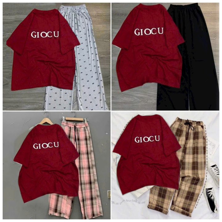 Tổng Hợp Các Sét Quần Ống Rộng + Mix Áo Phông Form Rộng Chữ- Giccu Đỏ
