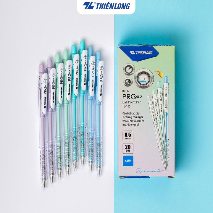(hộp) Bút Bi Thiên Long Tl-105 Màu Pastel Pro 027