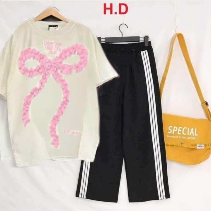 Alternative view of Tổng Hợp Các Set Bộ Quần Kẻ Viền Thể Thao+ Mix Áo Phông Form Rộng