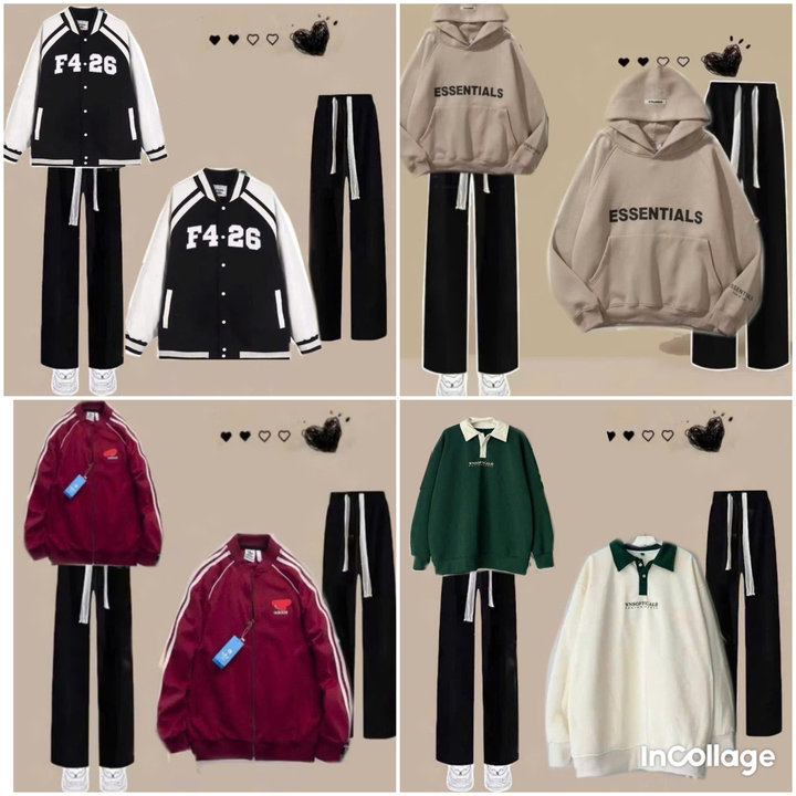 Các Sét Bộ Thu Đông Quần Ống Rộng Dây Rút Bản To+ Kèm Áo Khoác Hoodie Nỉ