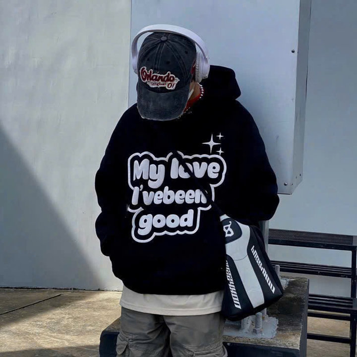 Alternative view of Áo Hoodie Vải Nỉ In Nổi Chữ My Love Có Cúc Bấm Cổ Nam Nữ Đều Mặc Được Tp20 - Golden Dream