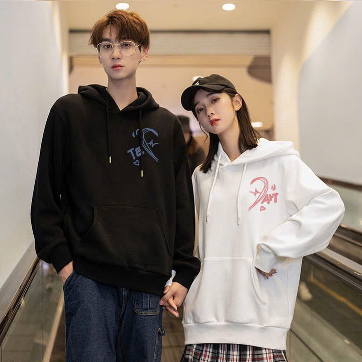 Alternative view of Áo Hoodie Cặp Đôi Nam Nữ Unisex Vải Nỉ In Hình Mảnh Ghép Trái Tim Tp90 - Golden Dream